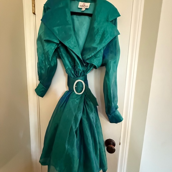 Vintage Teal Dress with Belt - Picture 1 of 4